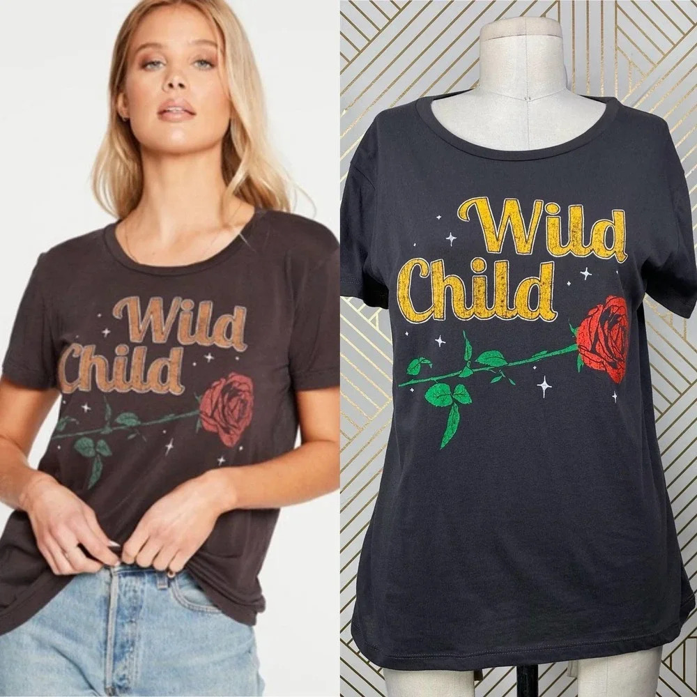 Chaser Wild Child Charcoal Graphic Tee T-Shirt